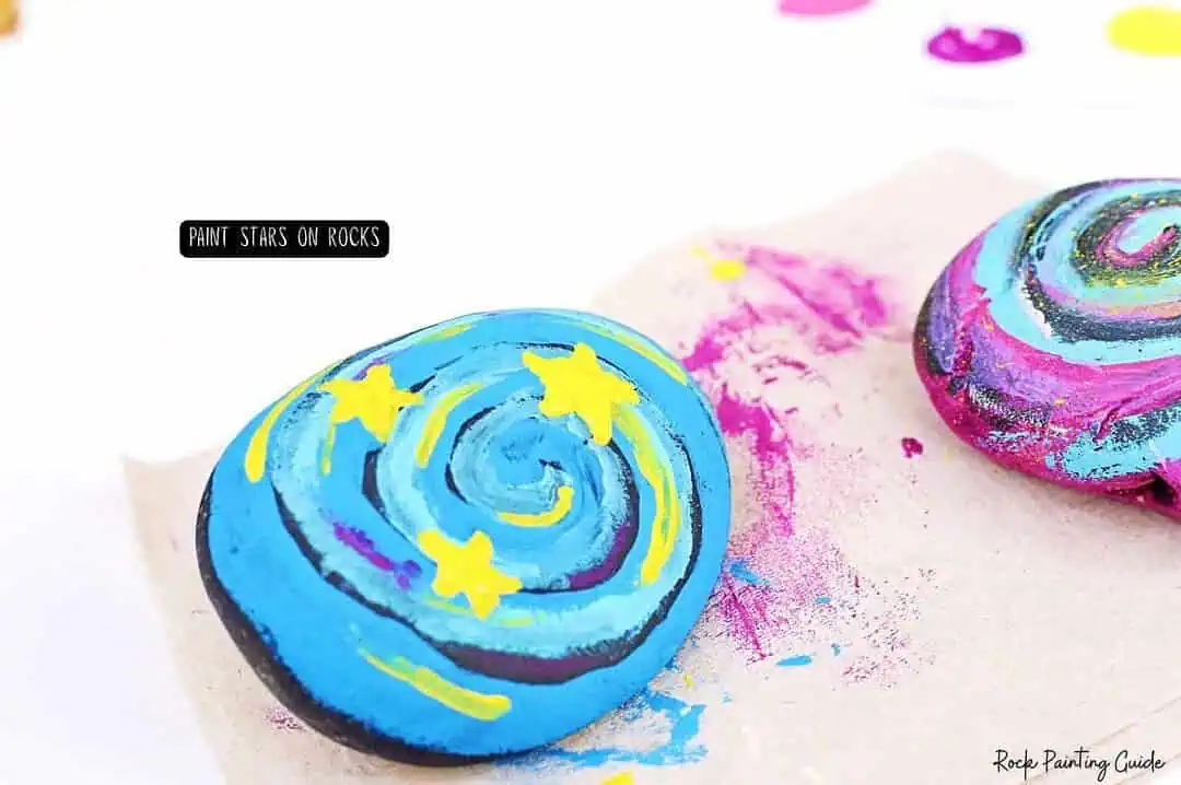 Easy Starry Night Sky Galaxy Painted Rocks for Beginners 8 Painted Starry Night Sky Rocks Step 4
