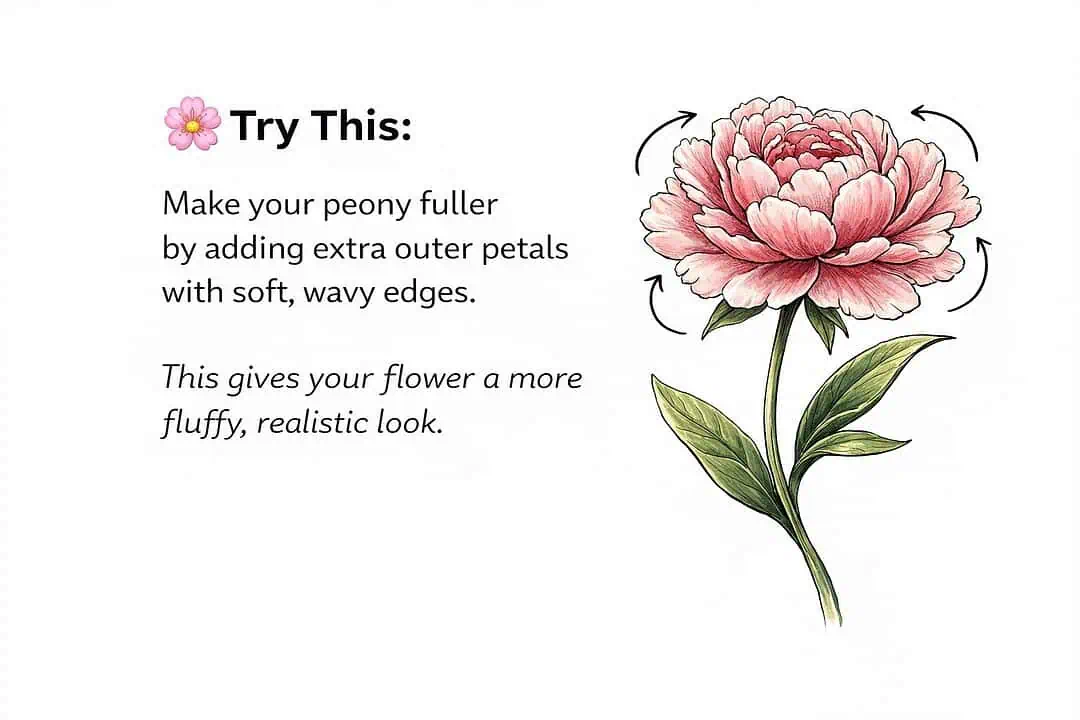 How to Draw a Peony (Easy Step-by-Step Drawing) 12 Peony Variation 1