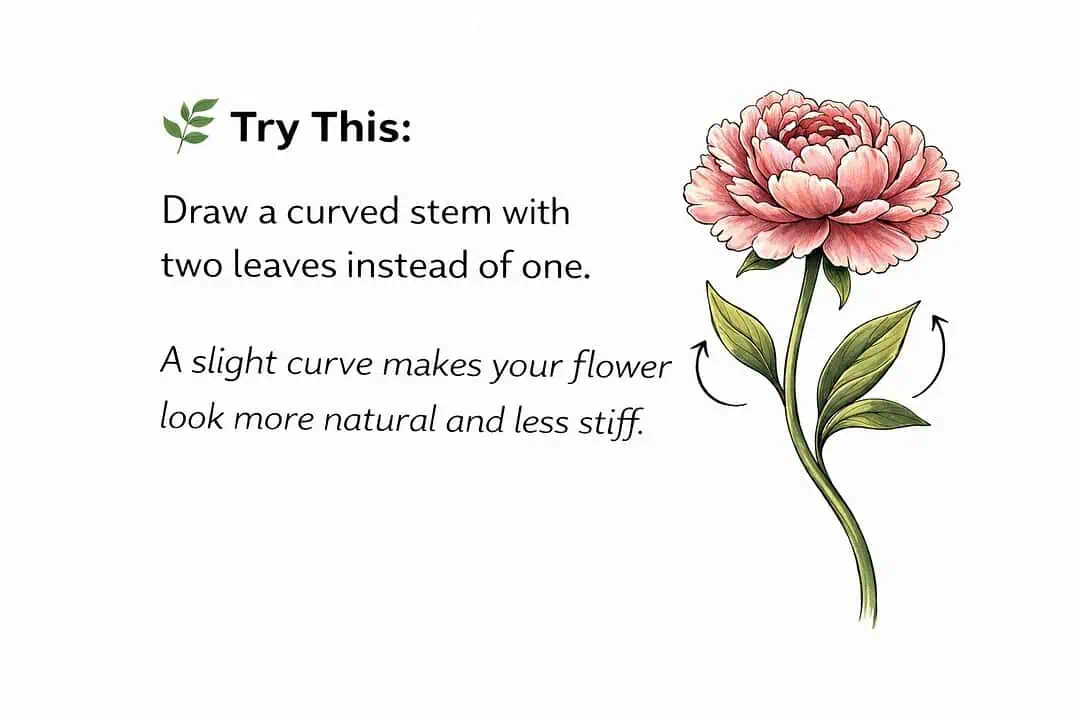 How to Draw a Peony (Easy Step-by-Step Drawing) 13 Peony Variation 2