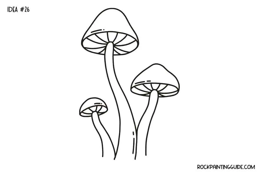 35+ Mushroom Drawing Ideas: Cute, Easy & Whimsical 28 Simple mushroom line drawing for rock painting projects and craft ideas.