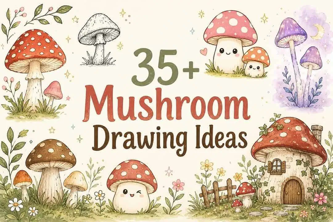 35+ Mushroom Drawing Ideas: Cute, Easy & Whimsical 3 mushroom drawing ideas hero