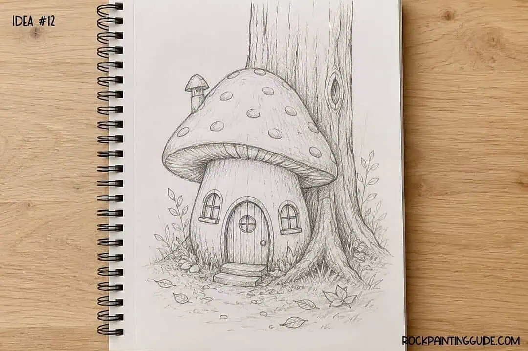 35+ Mushroom Drawing Ideas: Cute, Easy & Whimsical 15 Whimsical Mushroom House Sketch
