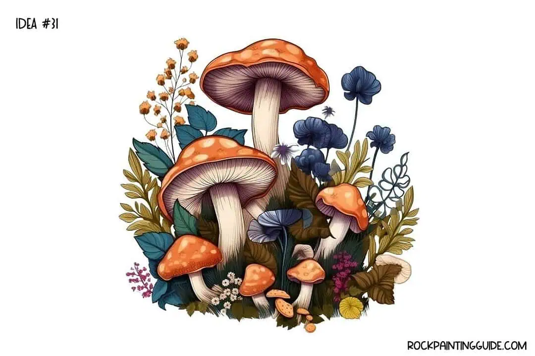 35+ Mushroom Drawing Ideas: Cute, Easy & Whimsical 32 woodland mushrooms 2
