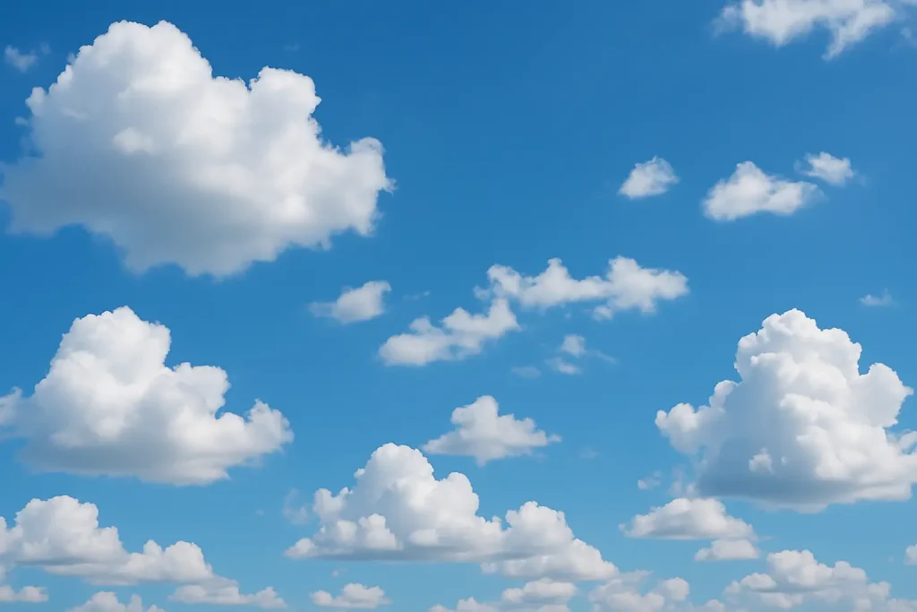 Fluffy clouds in a blue sky