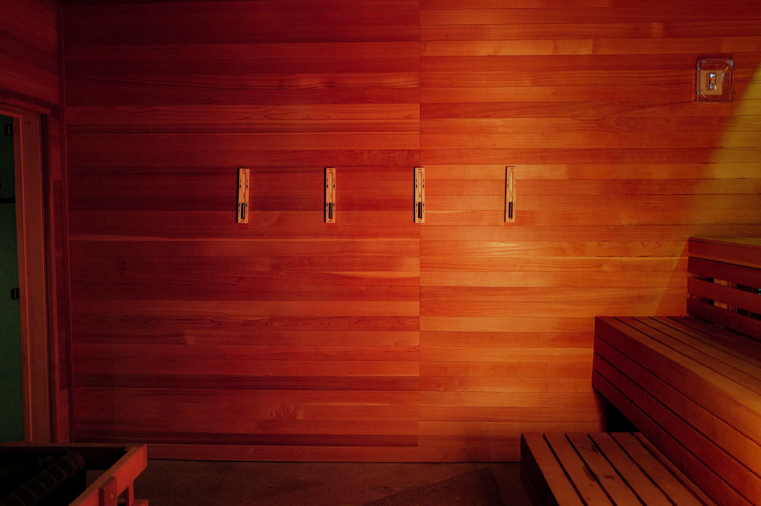 Interior of Colorado's largest custom-designed traditional Nordic sauna at ROK SPAS in Denver