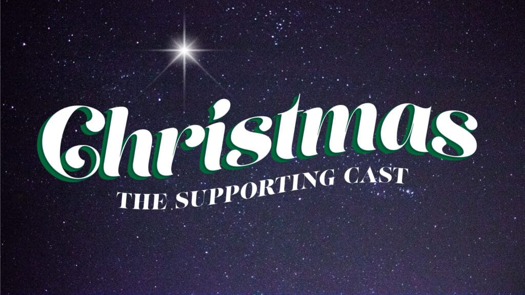 Christmas event at Rolling Hills Community Church with starry night background.