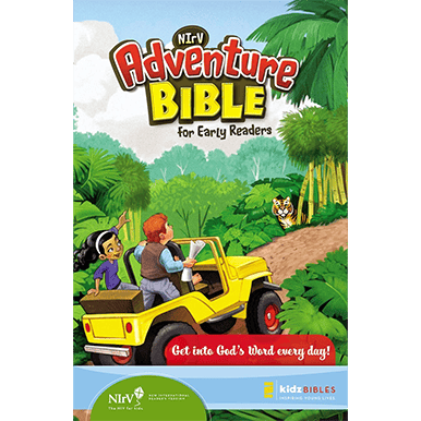 Adventure Bible for early readers in a lush jungle setting with kids exploring.
