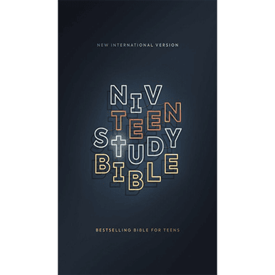 Teen Bible study cover with NIV logo, modern design, dark background.