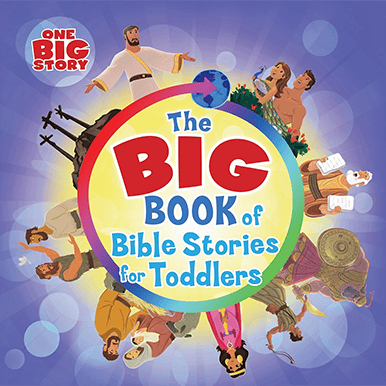 Colorful cover of "The Big Book of Bible Stories for Toddlers" for children.
