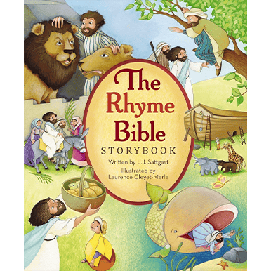 Bible storybook with colorful illustrations for children about biblical tales and rhymes.