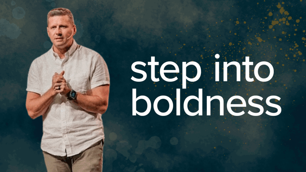 Man speaking confidently at church event, inspiring boldness and faith.