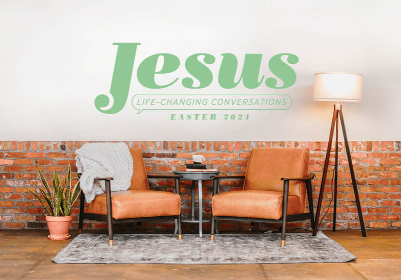 Interior of Rolling Hills Community Church with seating and Easter decorations.