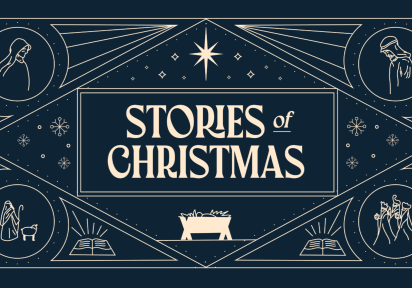 Christmas story event at Rolling Hills Community Church with nativity scene and festive decorations.