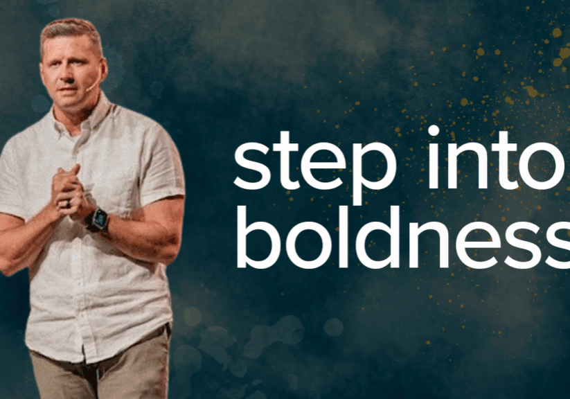 Man speaking confidently at church event, inspiring boldness and faith.
