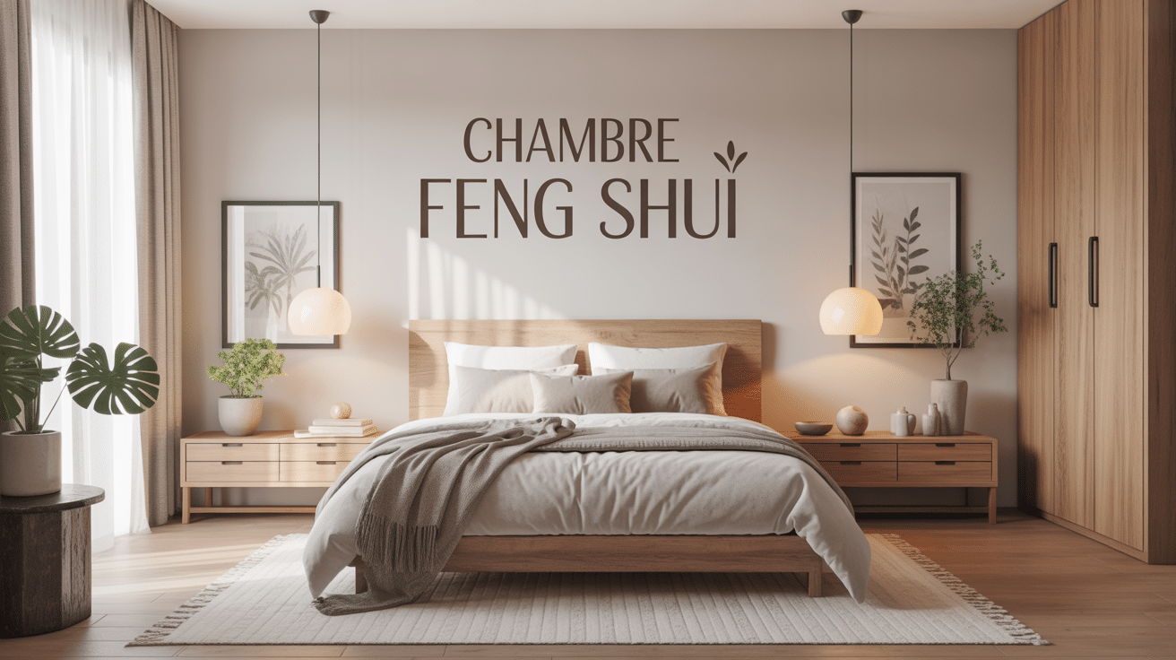 Chambre feng shui moderne apaisante