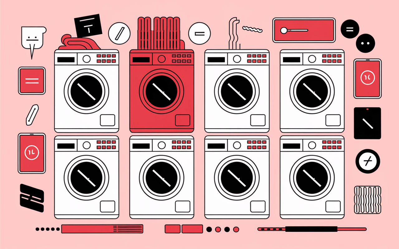Lave-linge problématiques avec pannes et symboles