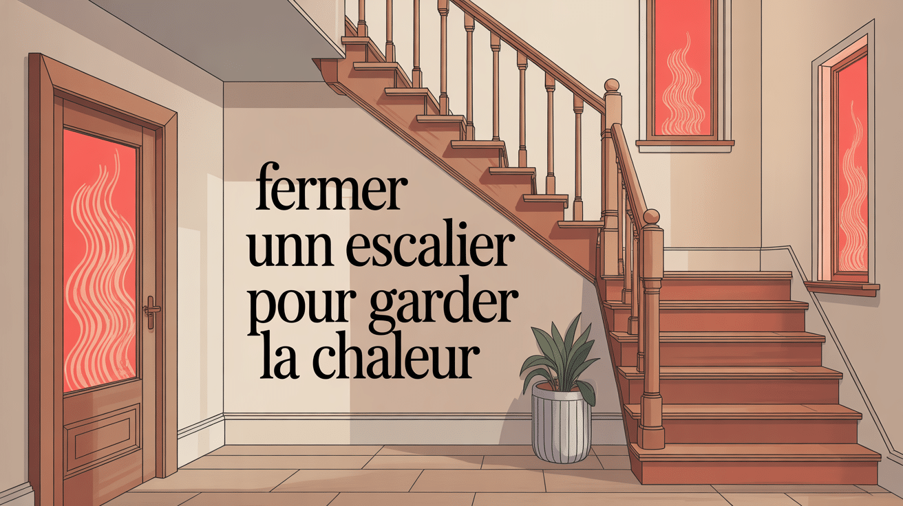 Fermer un escalier pour garder la chaleur avec porte vitrée et chaleur retenue