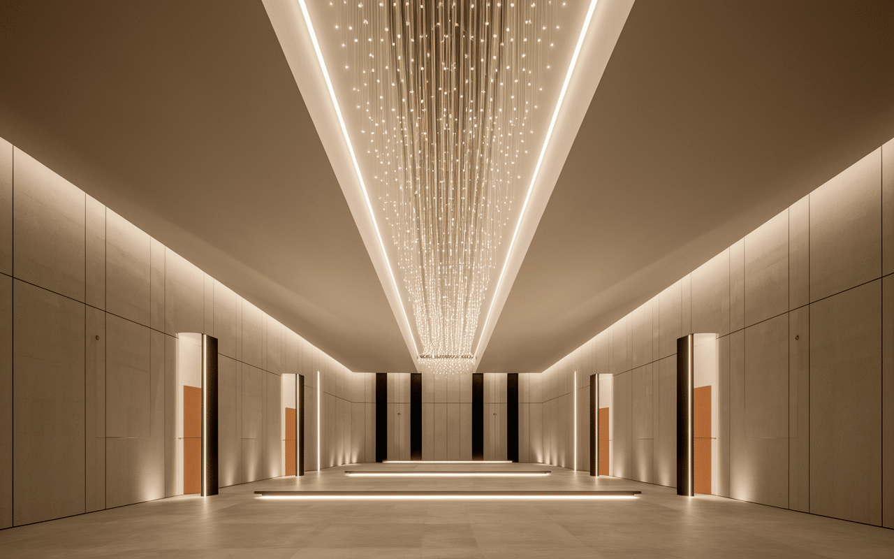 Schéma luminaire hauteur sous plafond 5m coupe technique