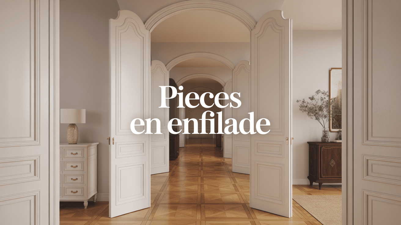 Intérieur lumineux avec pièces en enfilade et parquet