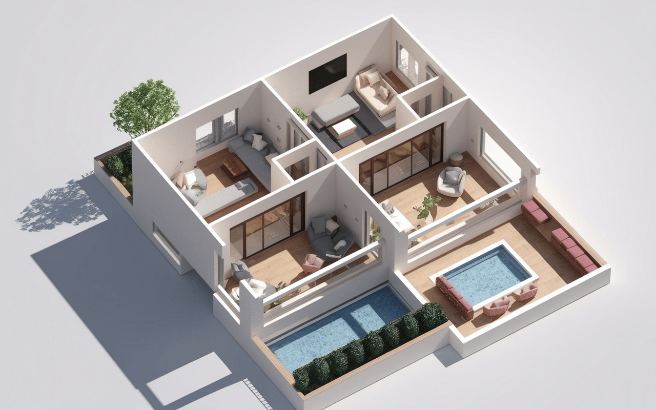 plan maison en l agencement espaces jour nuit