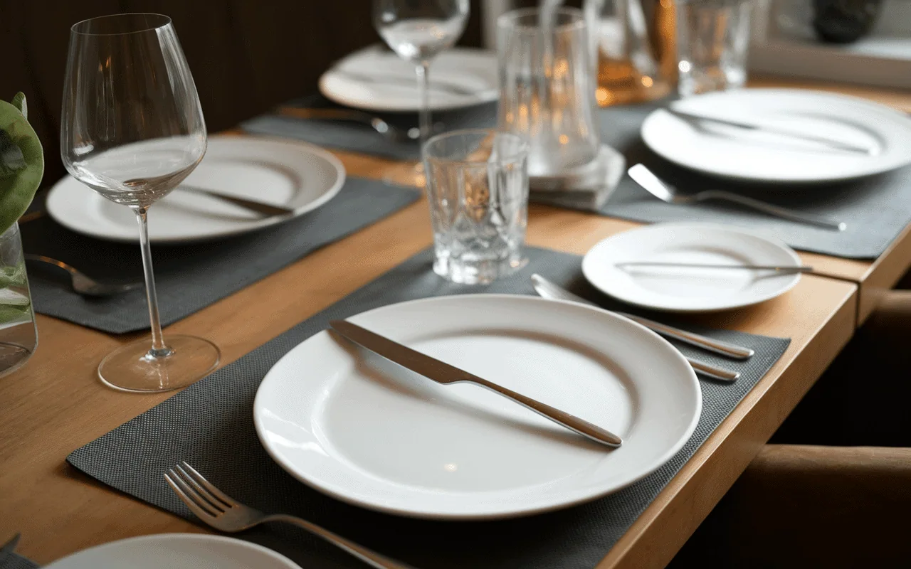 Position des couverts dans l'assiette main élégante restaurant