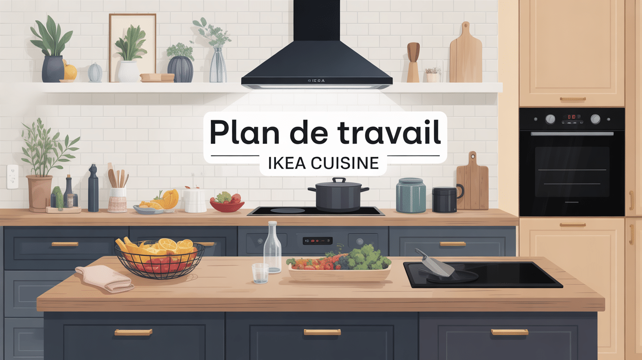 Plan de travail IKEA cuisine illustré avec différents matériaux