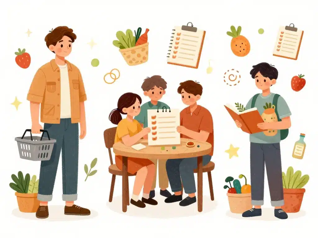 illustration modèles liste des courses quotidien semaine