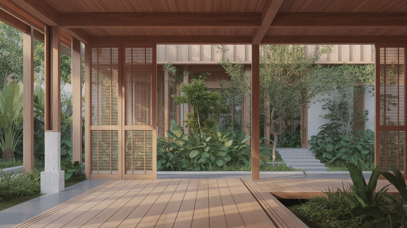 Maison Asie espace inspiré architecture moderne bambou bois