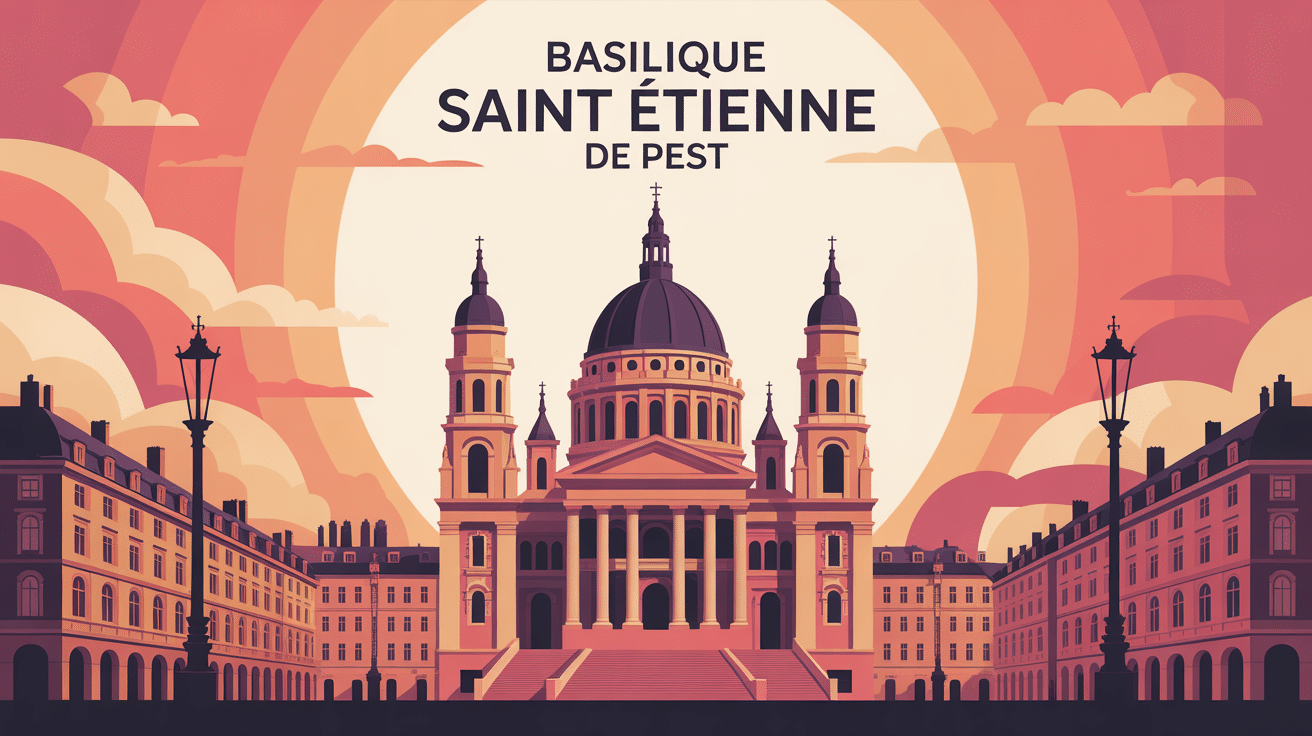 Vue stylisée de la basilique saint étienne de pest majestueuse
