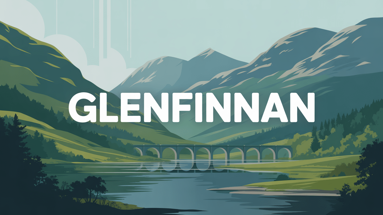 Vue panoramique de Glenfinnan Highlands avec viaduc, loch, montagnes
