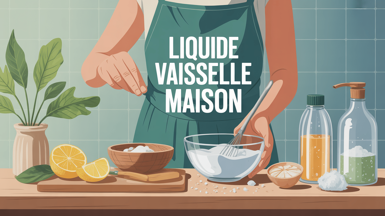 illustration ingrédients naturels liquide vaisselle maison