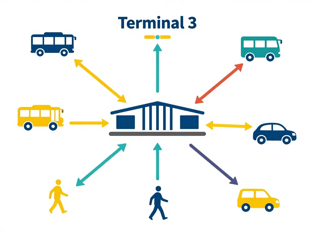Schéma accès terminal 3 aéroport