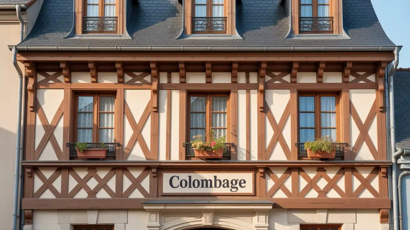 Façade colombage maison bois et briques