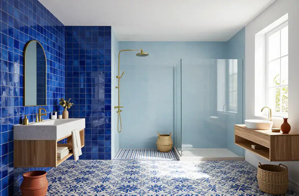 Fall for These 16 Blue Tile Bathrooms Ideas