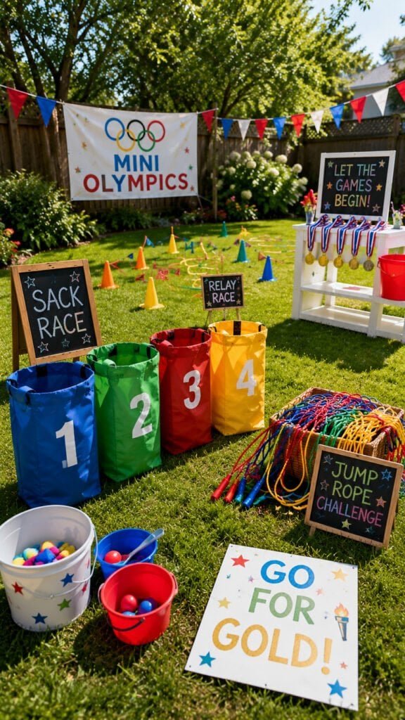 Backyard mini Olympics game setup