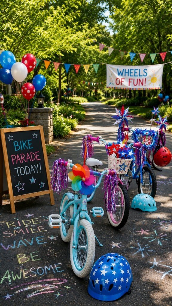 Bike parade celebration in the park