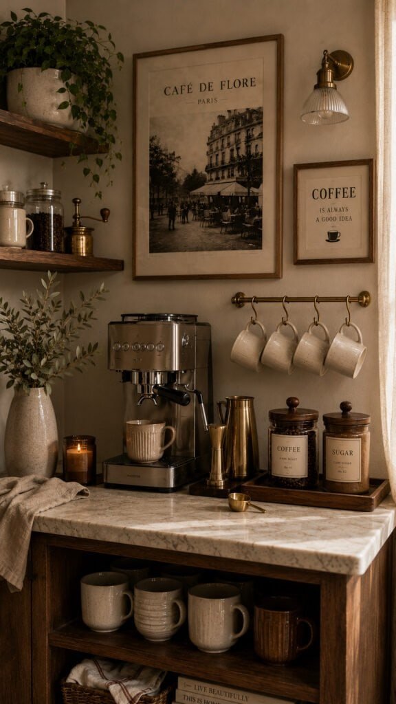Cozy Parisian-inspired coffee station