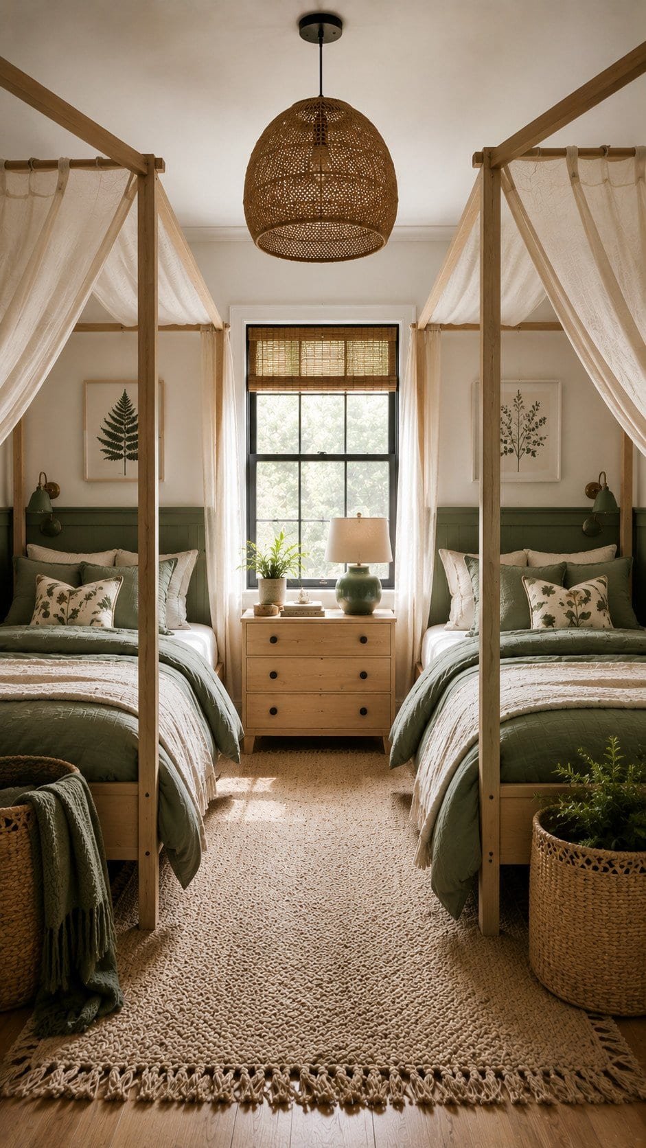 Cozy boho bedroom with natural accents