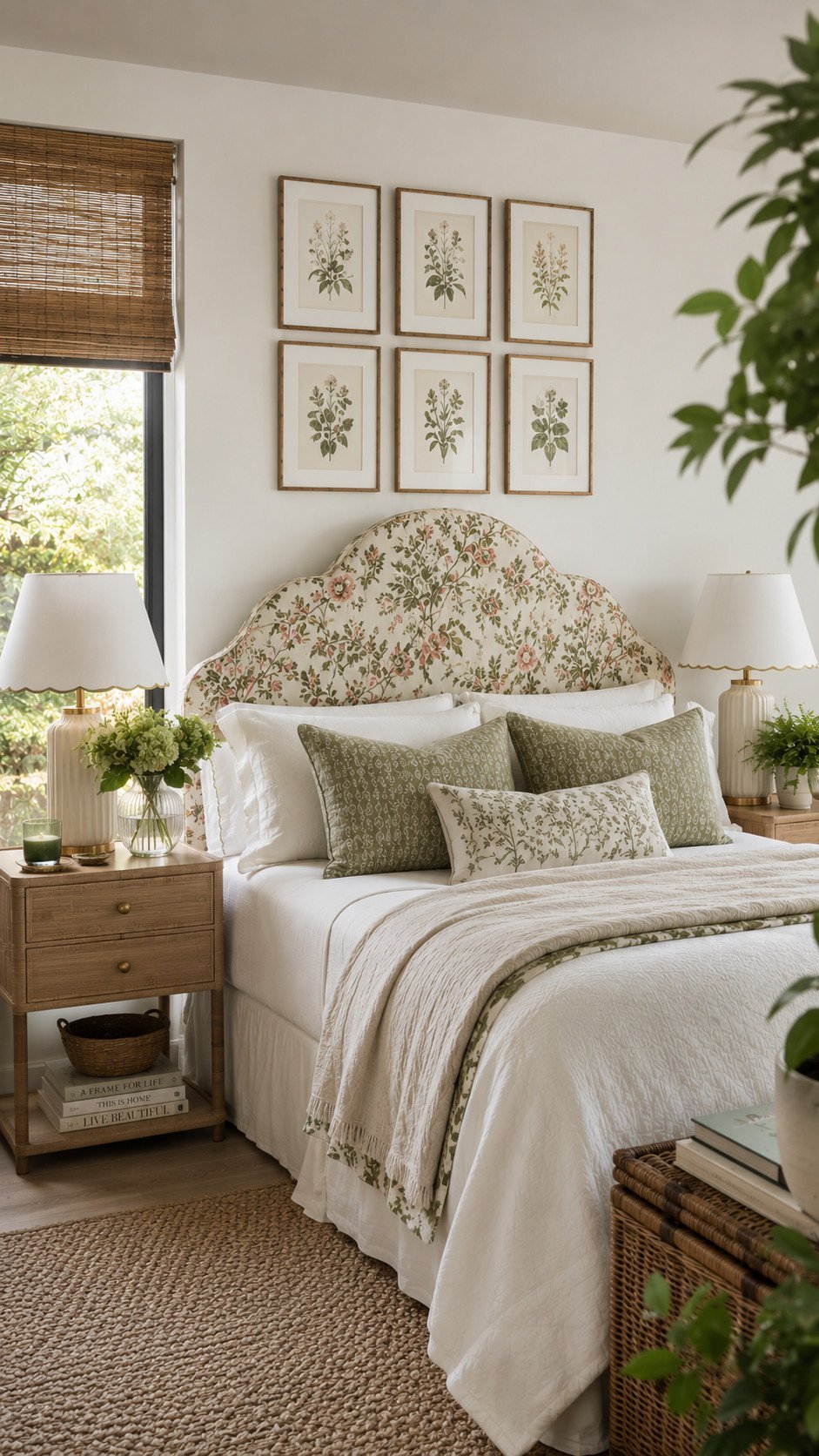 Cozy botanical-themed bedroom design