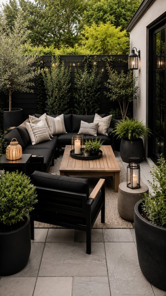 Cozy modern outdoor patio oasis