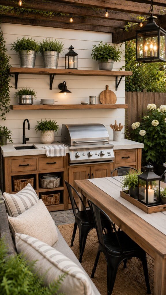 Cozy outdoor dining under the pergola