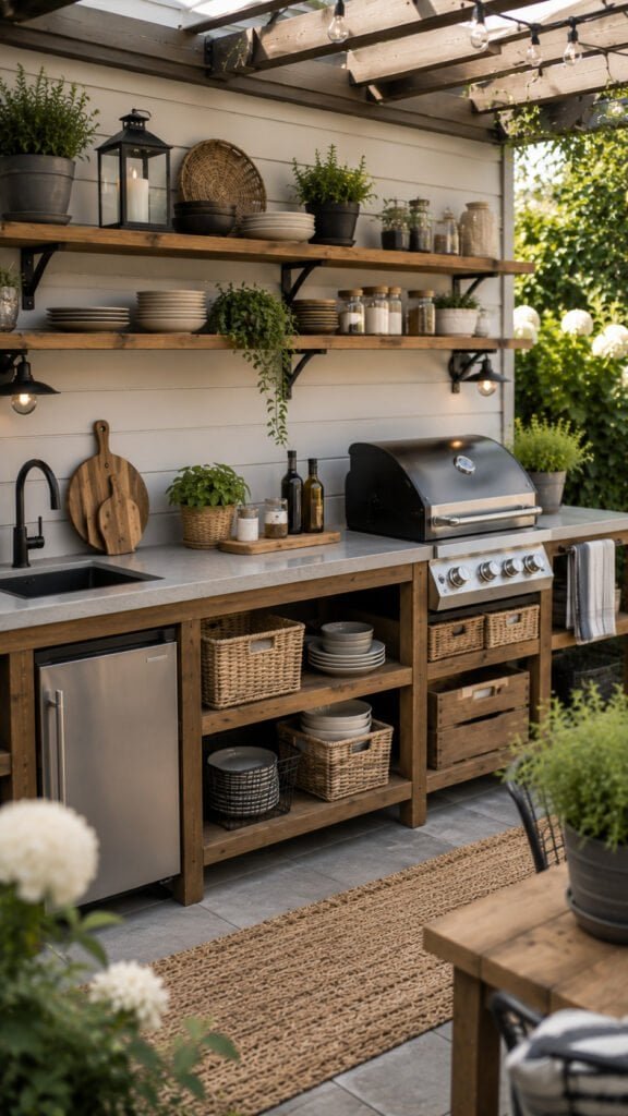 Cozy outdoor kitchen with rustic charm