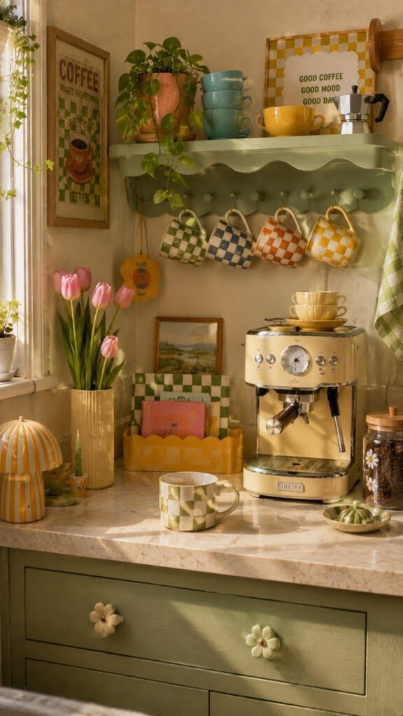 Cozy retro kitchen coffee nook