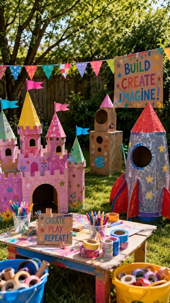 Creative backyard craft play area