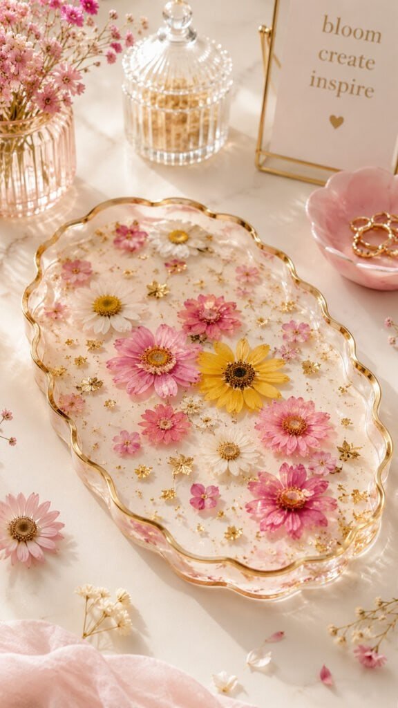 Delicate blooms and golden accents