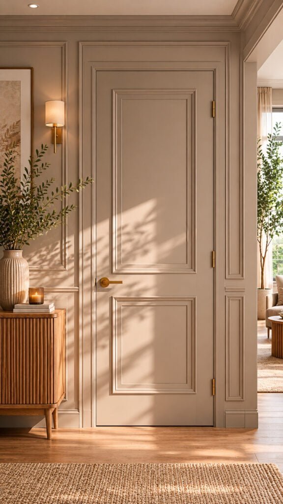 Elegant neutral interior with warm light