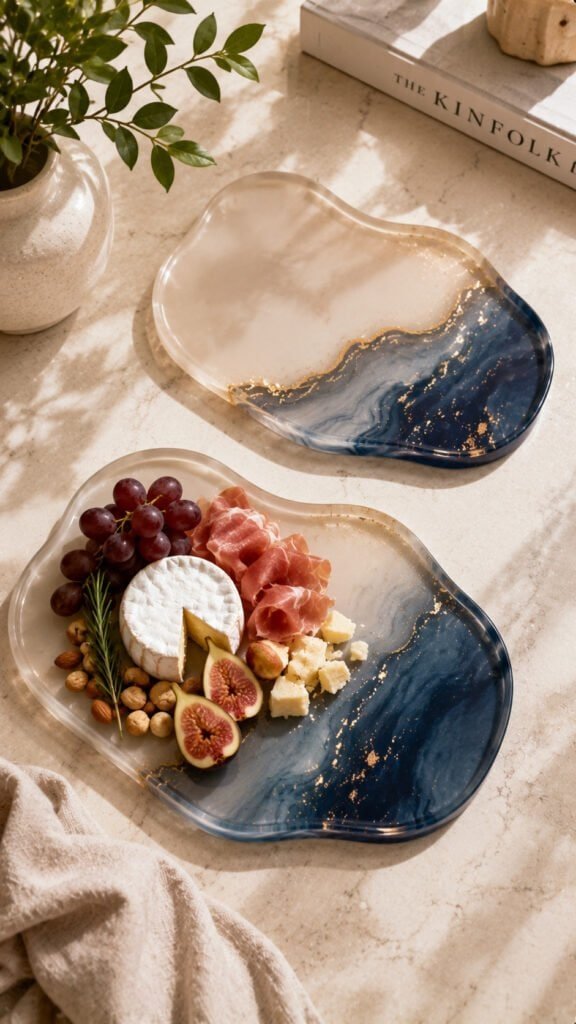 Minimalist charcuterie spread with marbled tray