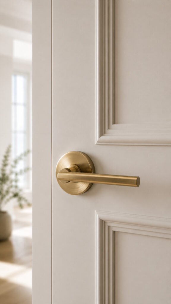 Minimalist door with brass handle
