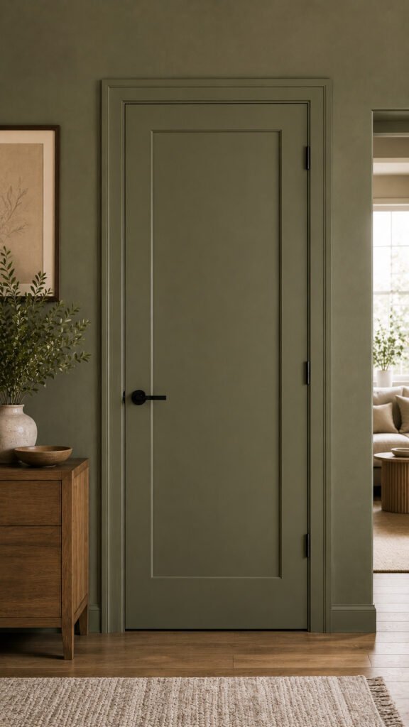 Serene minimalist interior with olive tones