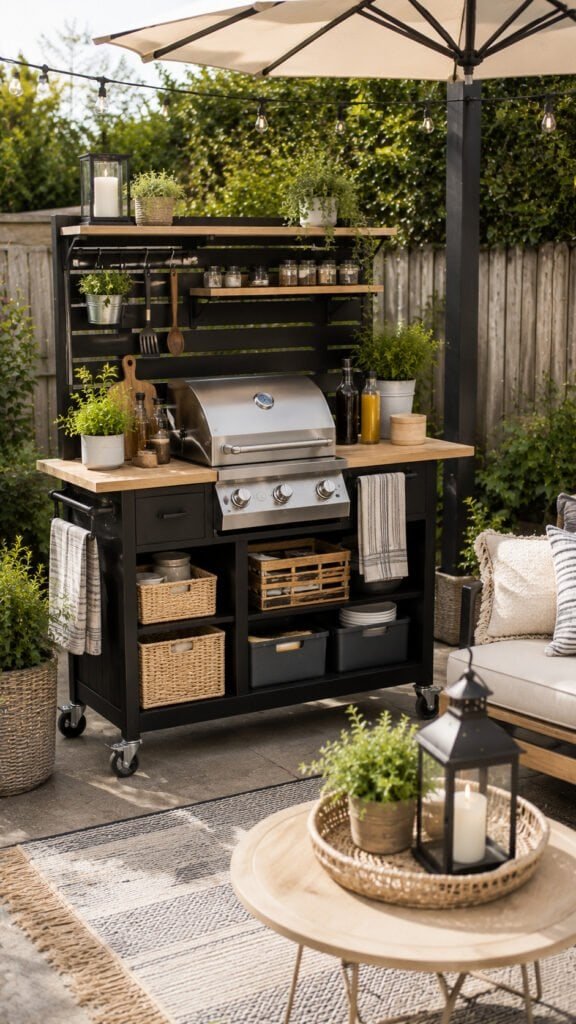 Stylish outdoor kitchen and patio setup